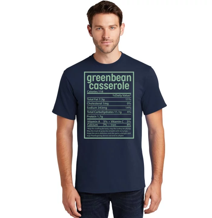 Thanksgiving Greenbean Casserole Nutrition Facts Tall T-Shirt