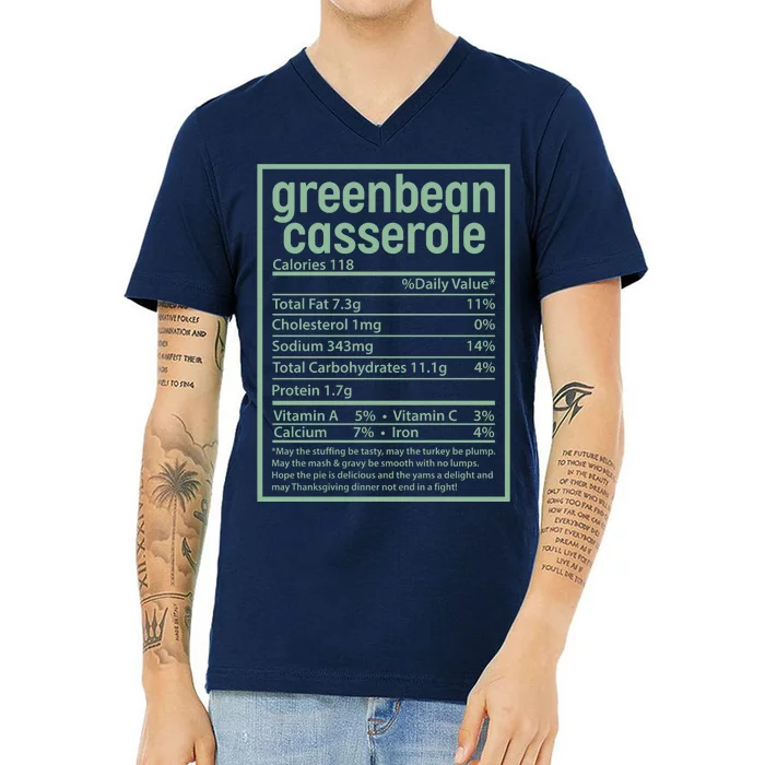 Thanksgiving Greenbean Casserole Nutrition Facts V-Neck T-Shirt