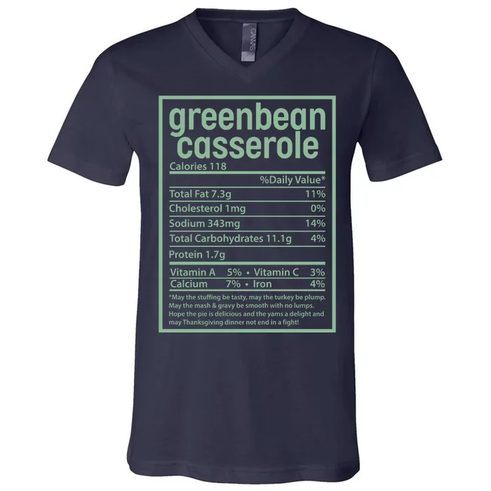 Thanksgiving Greenbean Casserole Nutrition Facts V-Neck T-Shirt