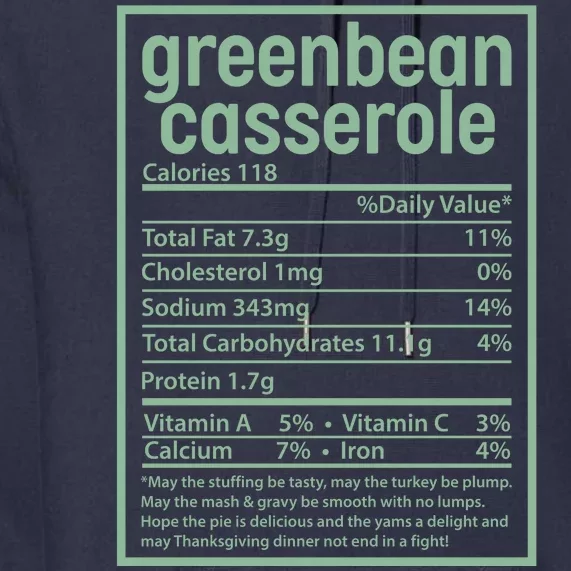 Thanksgiving Greenbean Casserole Nutrition Facts Premium Hoodie