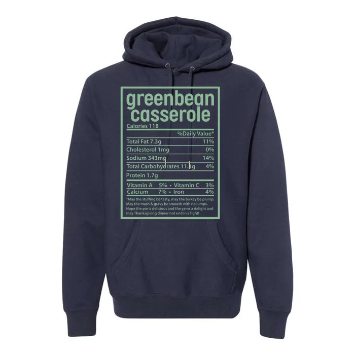 Thanksgiving Greenbean Casserole Nutrition Facts Premium Hoodie