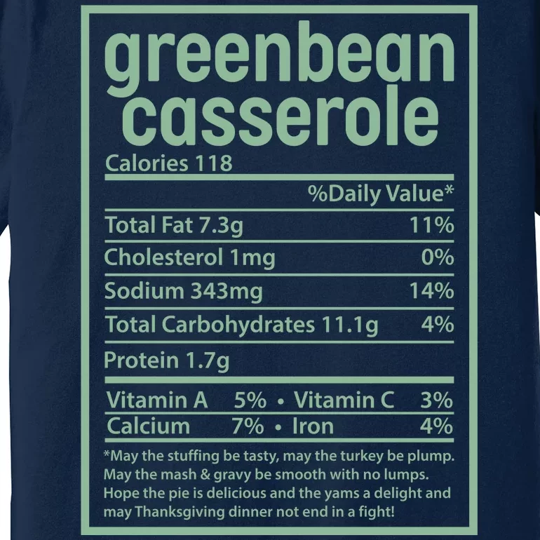 Thanksgiving Greenbean Casserole Nutrition Facts Premium T-Shirt