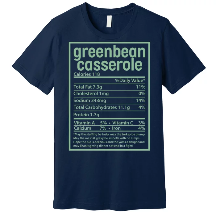 Thanksgiving Greenbean Casserole Nutrition Facts Premium T-Shirt