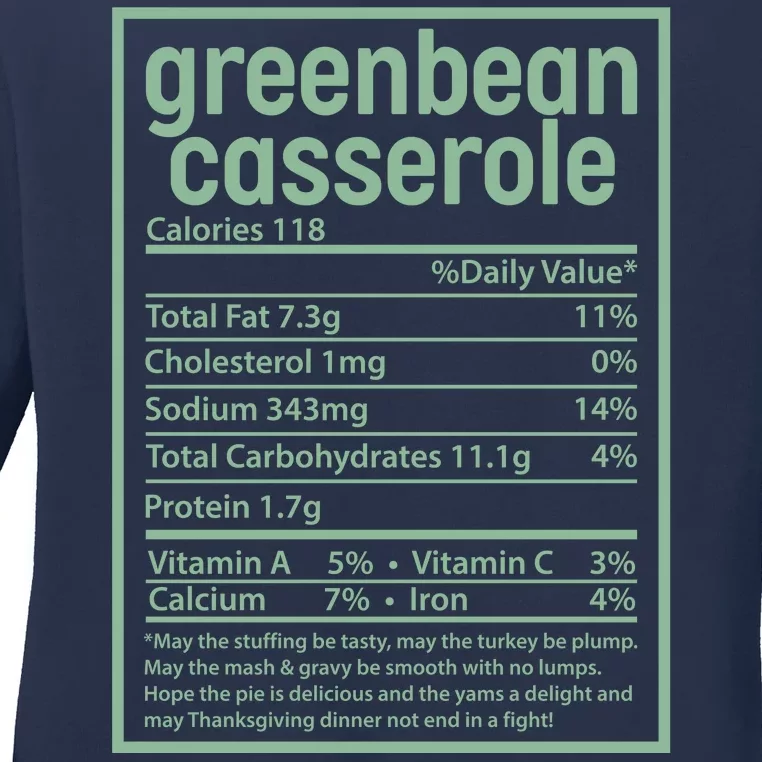 Thanksgiving Greenbean Casserole Nutrition Facts Ladies Long Sleeve Shirt