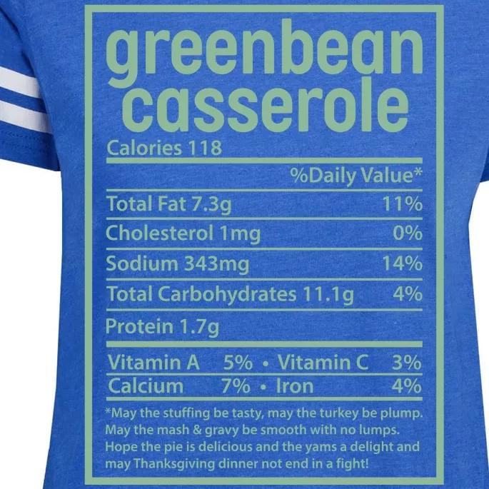 Thanksgiving Greenbean Casserole Nutrition Facts Enza Ladies Jersey Football T-Shirt