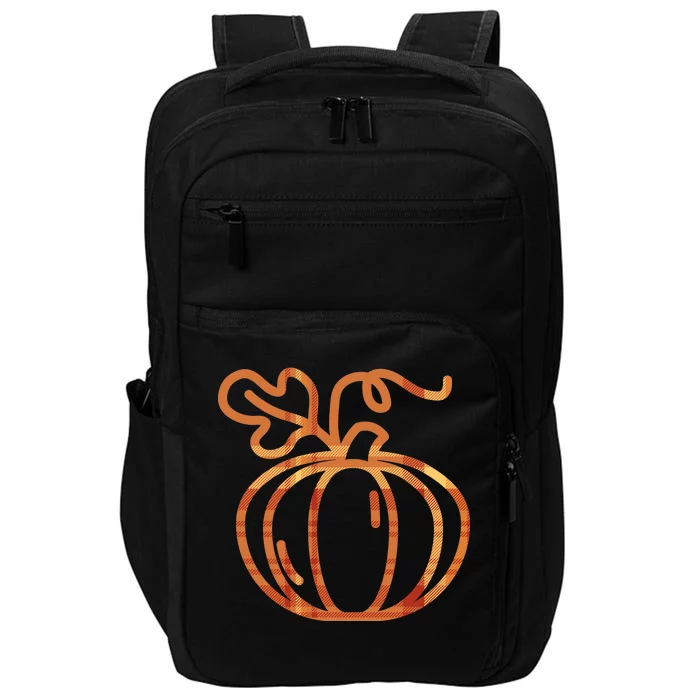 Thanksgiving Halloween Pumpkin Fall Autumn Plaid Impact Tech Backpack