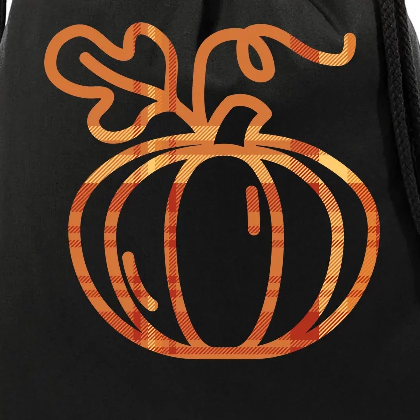 Thanksgiving Halloween Pumpkin Fall Autumn Plaid Drawstring Bag