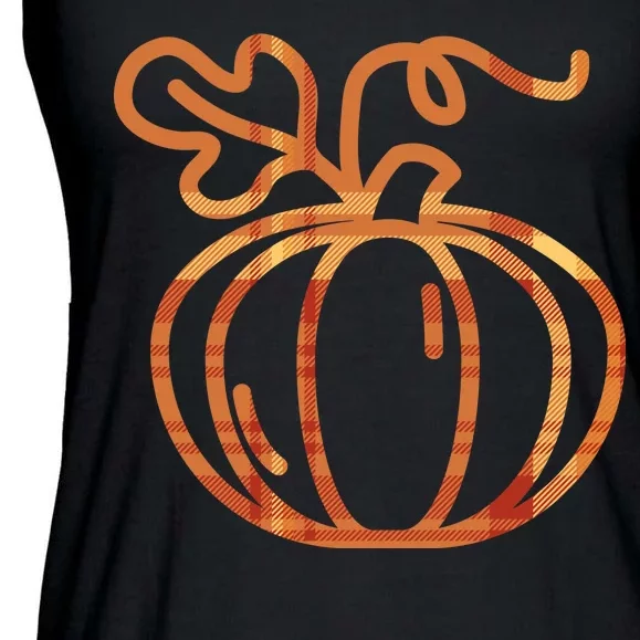 Thanksgiving Halloween Pumpkin Fall Autumn Plaid Ladies Essential Flowy Tank