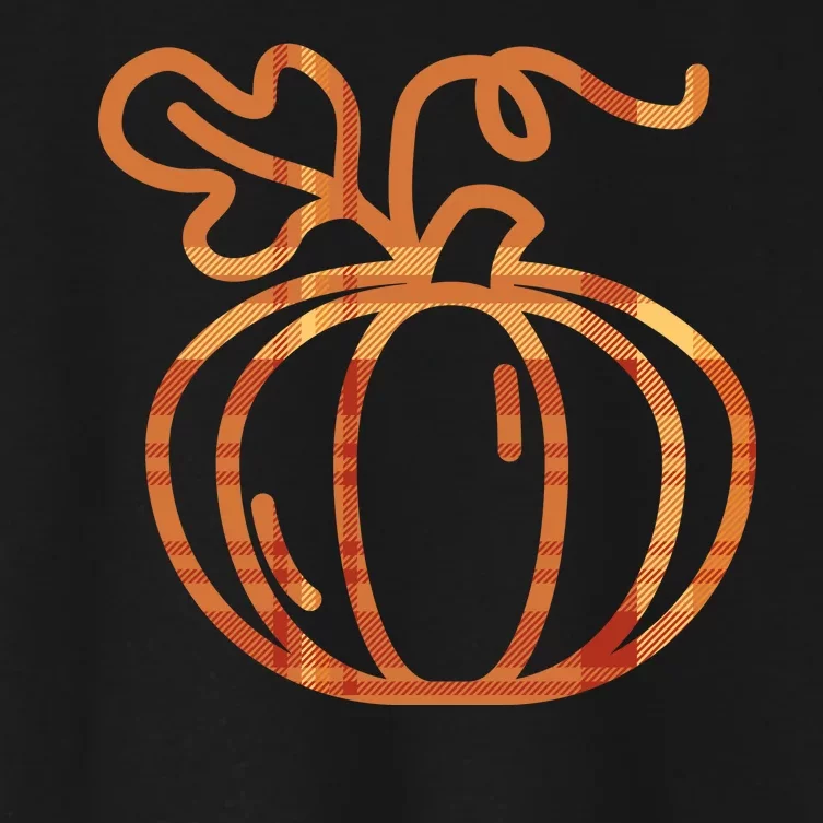 Thanksgiving Halloween Pumpkin Fall Autumn Plaid Women's Crop Top Tee