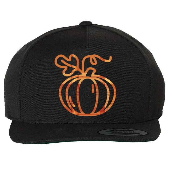 Thanksgiving Halloween Pumpkin Fall Autumn Plaid Wool Snapback Cap