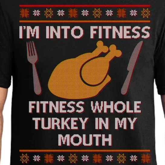 Thanksgiving I'm Into Fitness Ugly Sweater Pajama Set