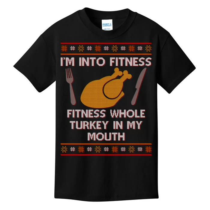 Thanksgiving I'm Into Fitness Ugly Sweater Kids T-Shirt