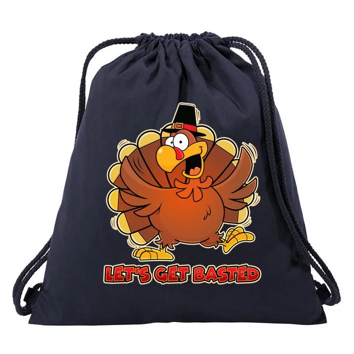 Thanksgiving Let's Get Basted Drawstring Bag