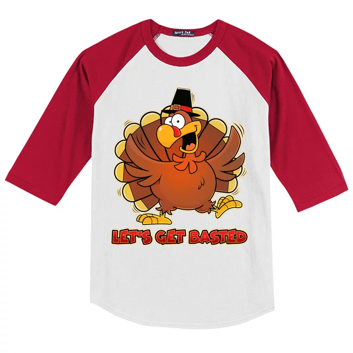 Thanksgiving Let's Get Basted Kids Colorblock Raglan Jersey