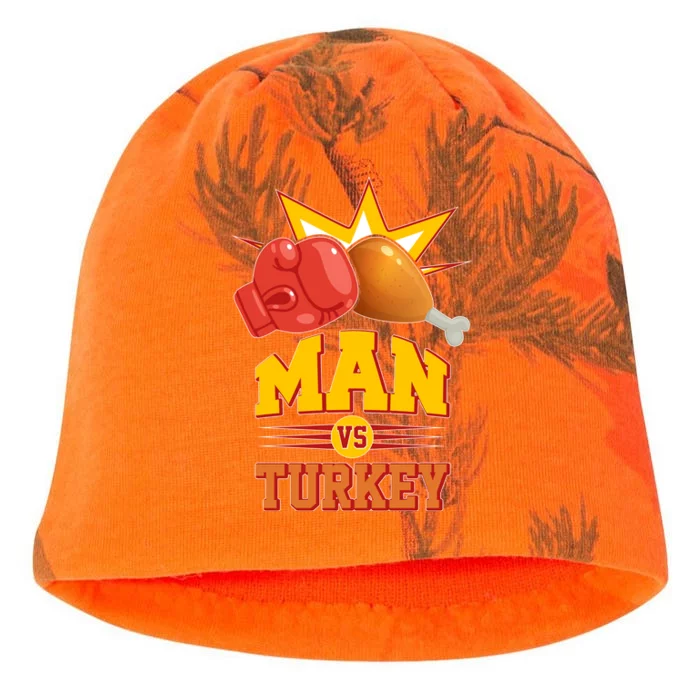 Thanksgiving Man Vs Turkey Fight Kati - Camo Knit Beanie