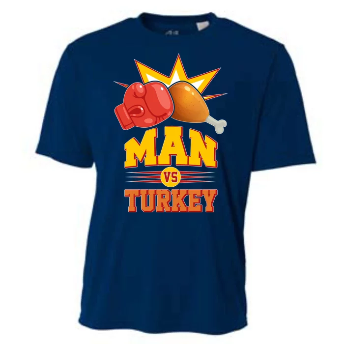 Thanksgiving Man Vs Turkey Fight Cooling Performance Crew T-Shirt