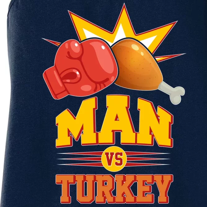 Thanksgiving Man Vs Turkey Fight Women's Racerback Tank