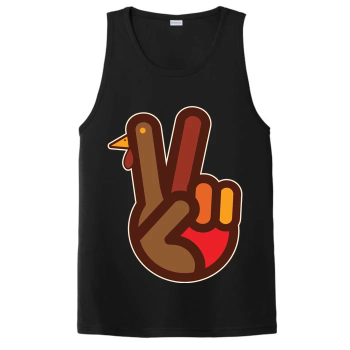 Thanksgiving Peace Sign Hand Turkey Performance Tank