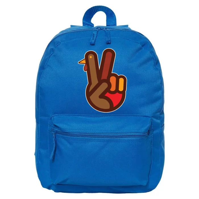 Thanksgiving Peace Sign Hand Turkey 16 in Basic Backpack