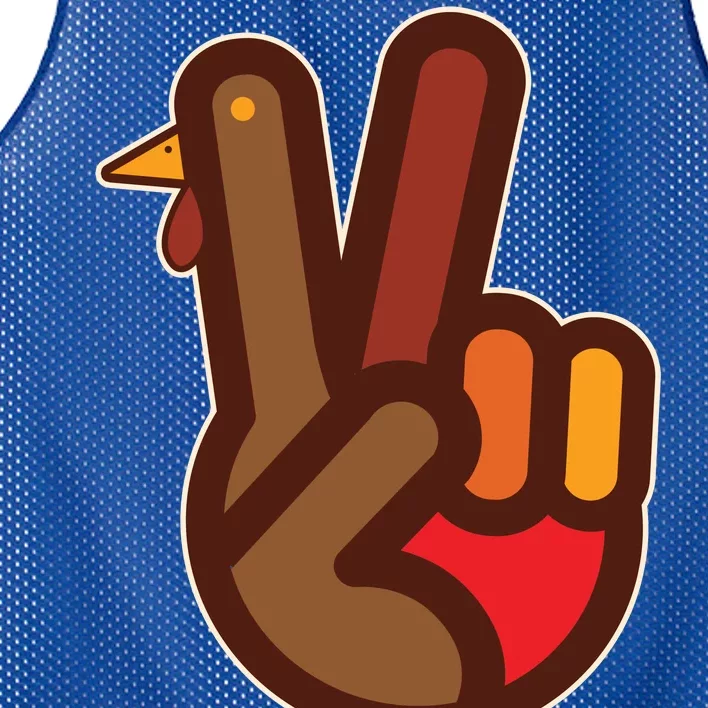 Thanksgiving Peace Sign Hand Turkey Mesh Reversible Basketball Jersey Tank