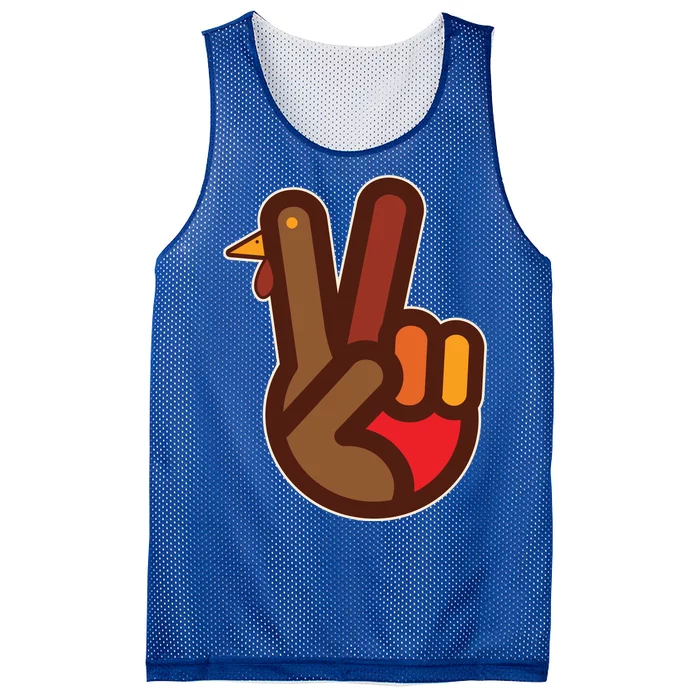 Thanksgiving Peace Sign Hand Turkey Mesh Reversible Basketball Jersey Tank