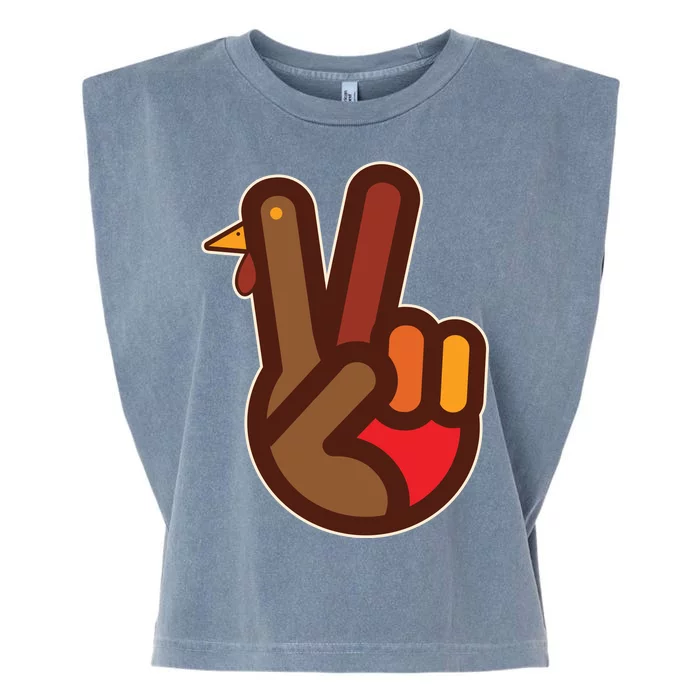 Thanksgiving Peace Sign Hand Turkey Garment-Dyed Women's Muscle Tee