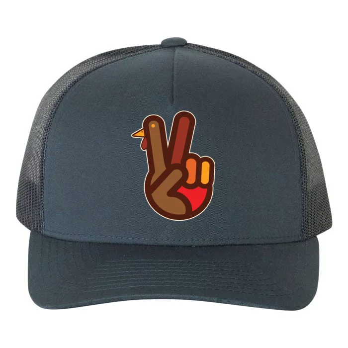 Thanksgiving Peace Sign Hand Turkey Yupoong Adult 5-Panel Trucker Hat