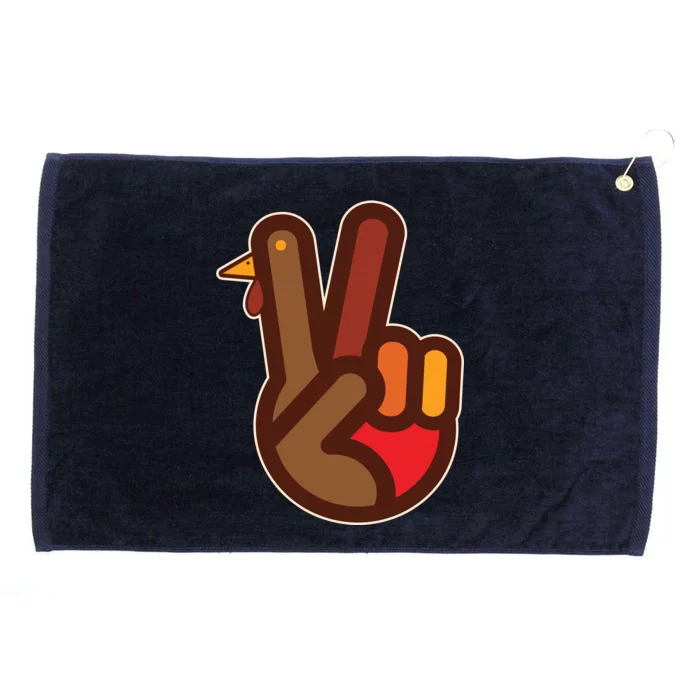 Thanksgiving Peace Sign Hand Turkey Grommeted Golf Towel