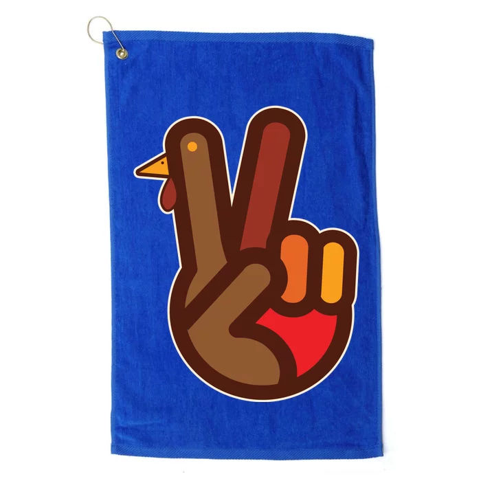 Thanksgiving Peace Sign Hand Turkey Platinum Collection Golf Towel