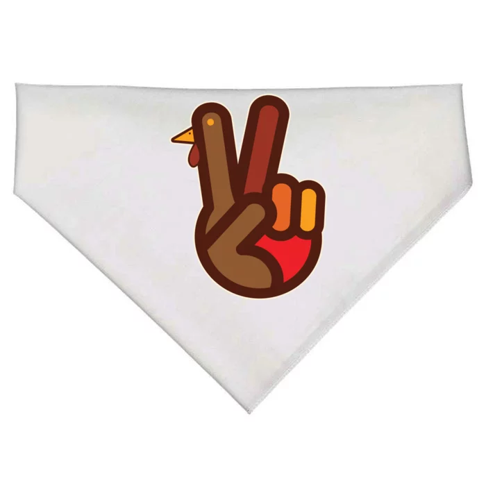 Thanksgiving Peace Sign Hand Turkey USA-Made Doggie Bandana