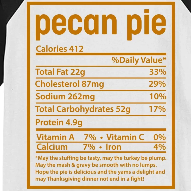 Thanksgiving Pecan Pie Nutrition Facts Kids Colorblock Raglan Jersey