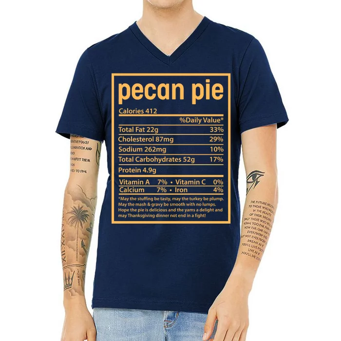 Thanksgiving Pecan Pie Nutrition Facts V-Neck T-Shirt