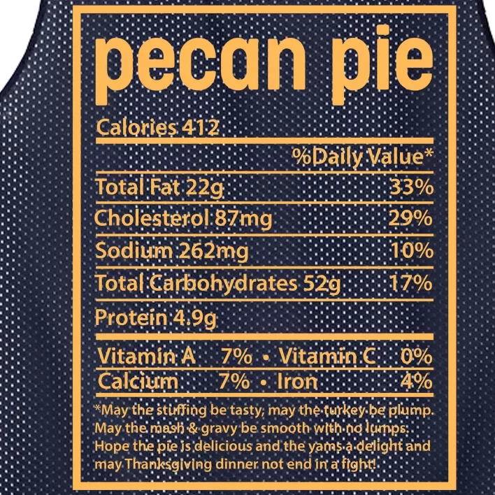 Thanksgiving Pecan Pie Nutrition Facts Mesh Reversible Basketball Jersey Tank