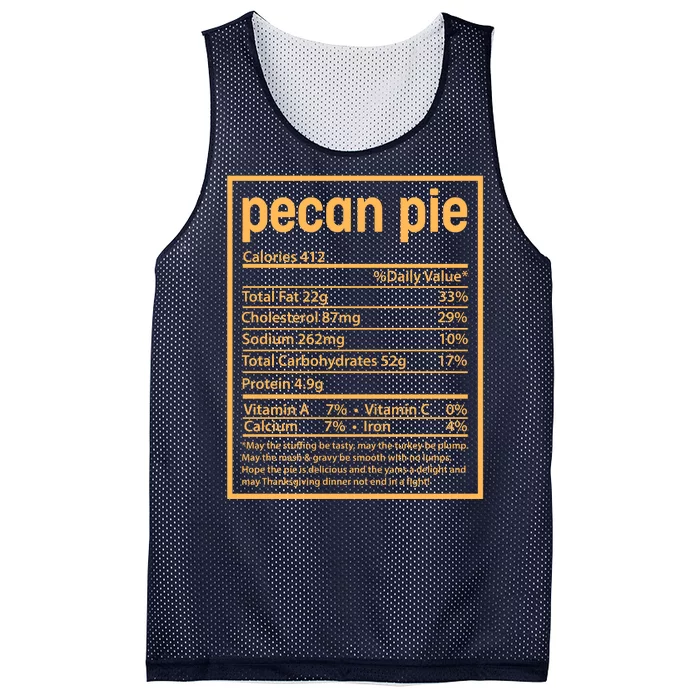 Thanksgiving Pecan Pie Nutrition Facts Mesh Reversible Basketball Jersey Tank