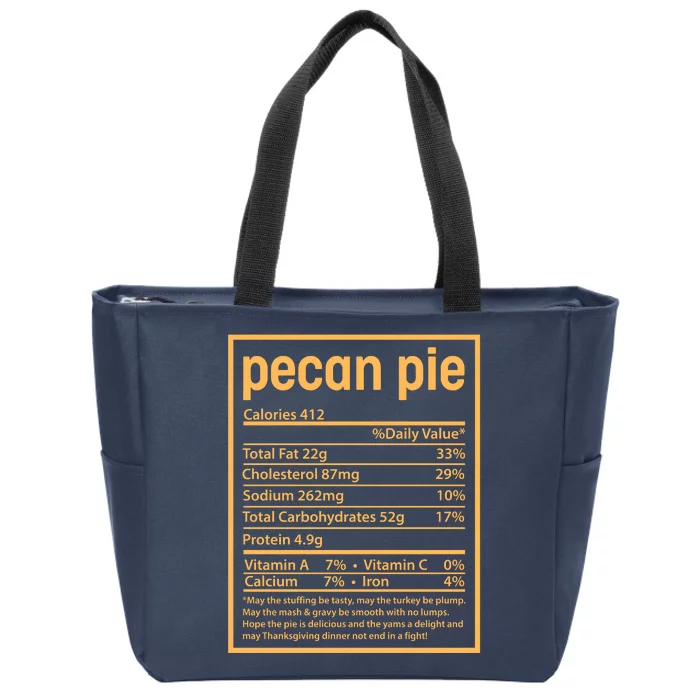 Thanksgiving Pecan Pie Nutrition Facts Zip Tote Bag