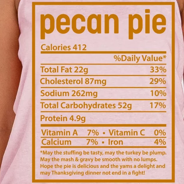 Thanksgiving Pecan Pie Nutrition Facts Women's Knotted Racerback Tank