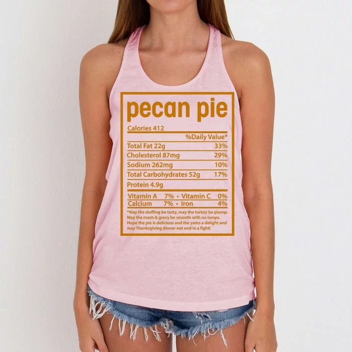 Thanksgiving Pecan Pie Nutrition Facts Women's Knotted Racerback Tank