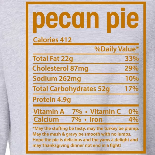 Thanksgiving Pecan Pie Nutrition Facts Cropped Pullover Crew