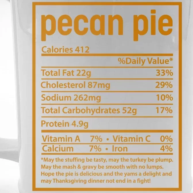 Thanksgiving Pecan Pie Nutrition Facts Front & Back Beer Stein