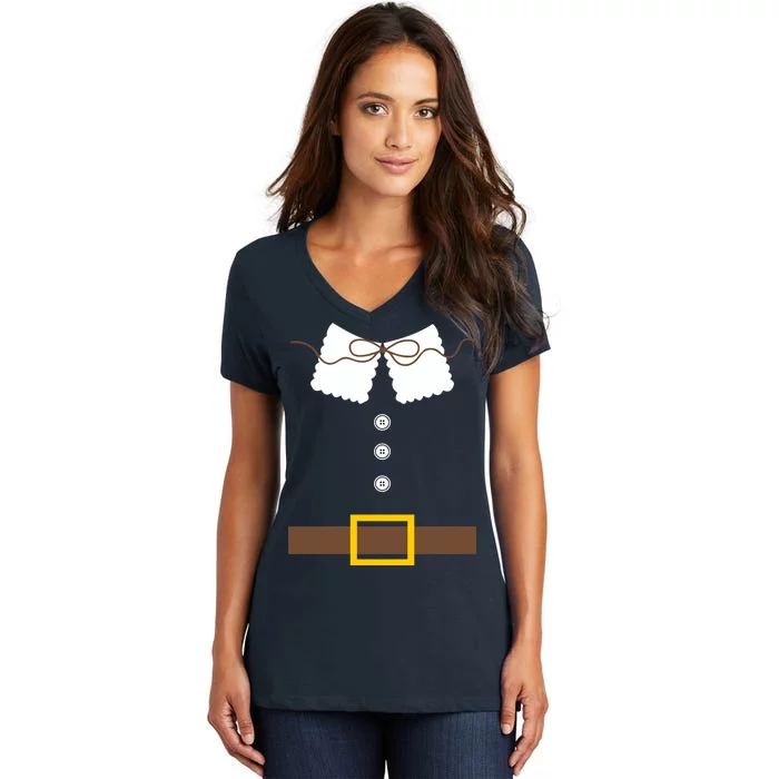 Thanksgiving Pilgrim Costume Women's V-Neck T-Shirt