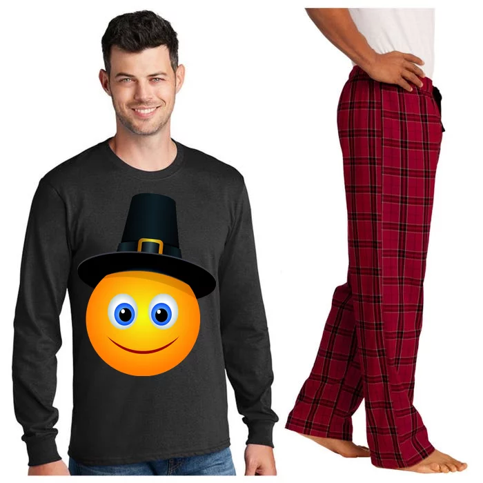 Thanksgiving Pilgrim Emoji Smiley Long Sleeve Pajama Set