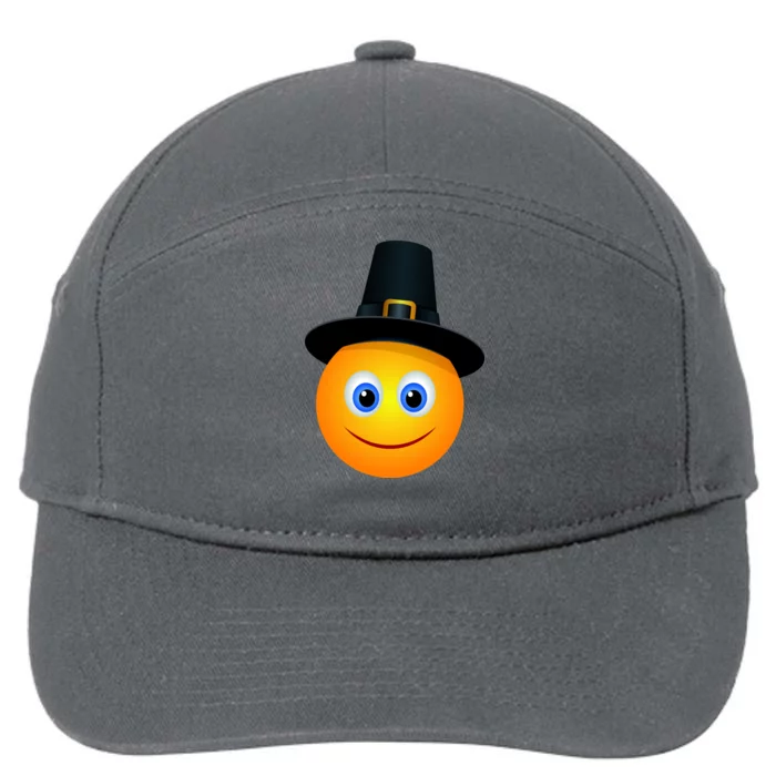 Thanksgiving Pilgrim Emoji Smiley 7-Panel Snapback Hat