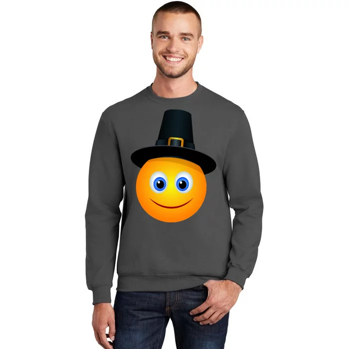 Thanksgiving Pilgrim Emoji Smiley Tall Sweatshirt