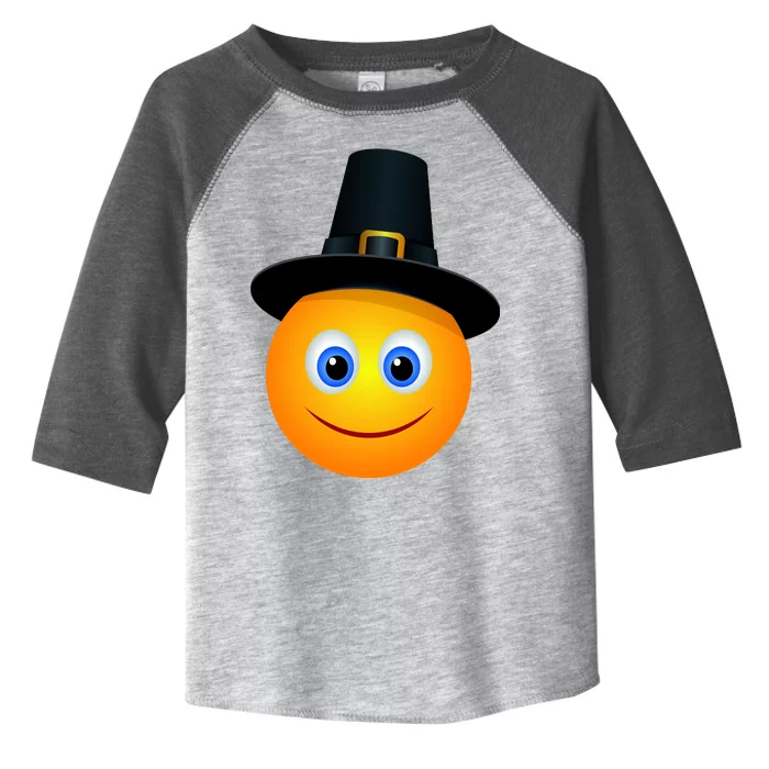 Thanksgiving Pilgrim Emoji Smiley Toddler Fine Jersey T-Shirt