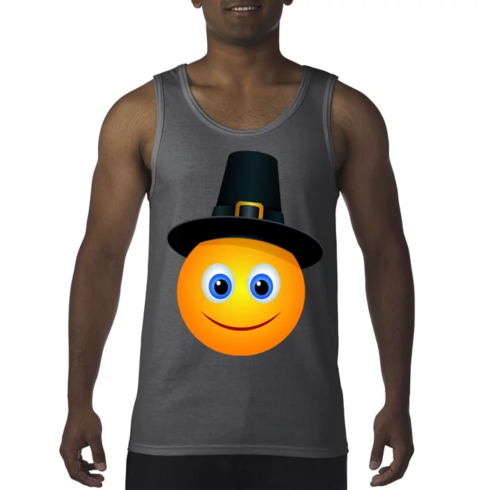 Thanksgiving Pilgrim Emoji Smiley Tank Top