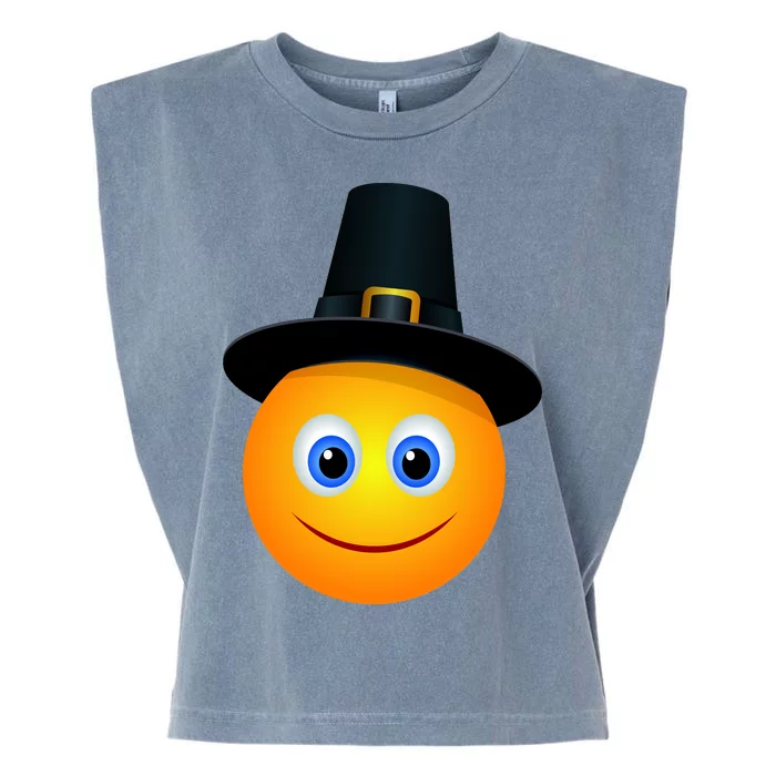 Thanksgiving Pilgrim Emoji Smiley Garment-Dyed Women's Muscle Tee