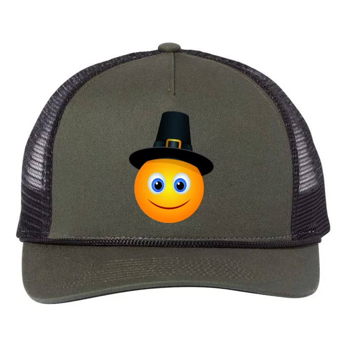 Thanksgiving Pilgrim Emoji Smiley Retro Rope Trucker Hat Cap