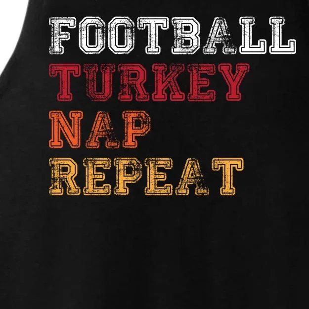 Thanksgiving Schedule Football Turkey Nap Repeat Ladies Tri-Blend Wicking Tank