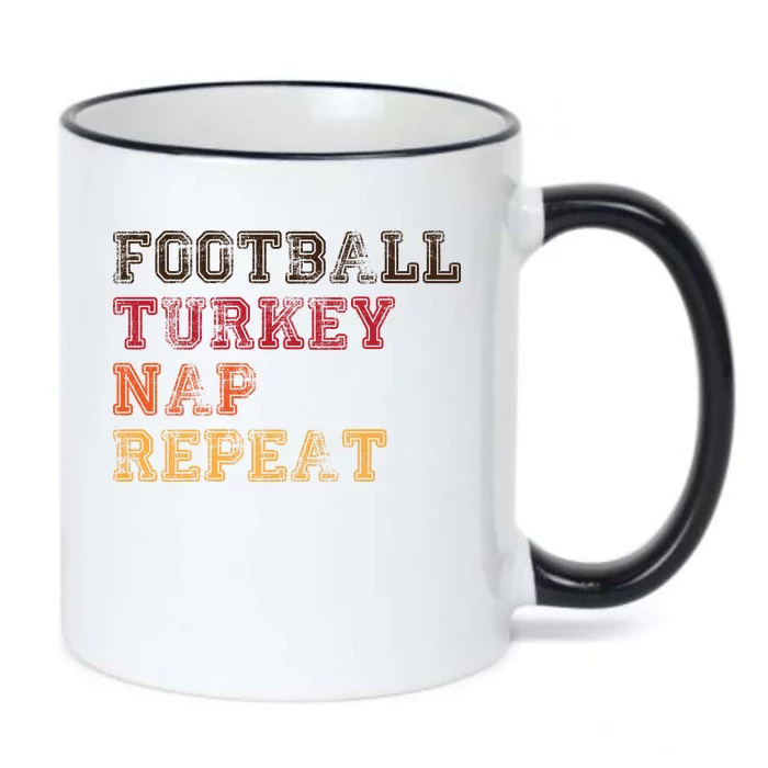 Thanksgiving Schedule Football Turkey Nap Repeat Black Color Changing Mug