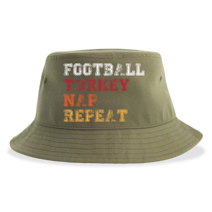 Thanksgiving Schedule Football Turkey Nap Repeat Sustainable Bucket Hat